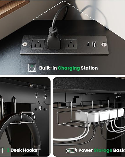 SIAGO L-Shaped Standing Desk - 75 x 63 Inch Adjustable Corner Standing Desk with Charging Station - L Shape Sit Stand Table with Memory Controller, Splice Board for Home Office