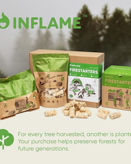 Inflame Fire Starters 300 pcs Fire Starters for Campfires, Grill, BBQ, Fireplace, Woodstove - Charcoal Starter - Waterproof, Weather-Resistant - Natural Wood Fireplace Starters