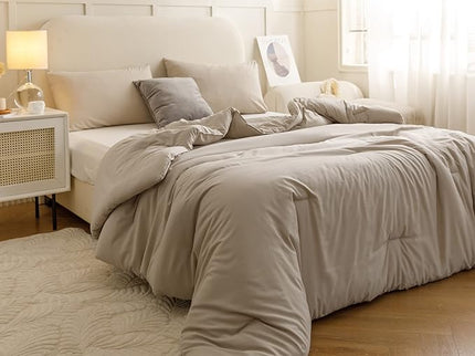 ROSGONIA California King Comforter Set Oatmeal, 3pcs Bedding (1 Boho Cal King Comforter & 2 Pillowcases), All Season Bedspread Blanket Quilt