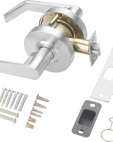 CLG HARDWARE Commercial Lever Door Lock - Heavy-Duty Locking Door Handle, Designer Door Handles, Cylindrical Lever Lock, Non-Handed Grade 2 Industrial Door Handle, 26D Satin Chrome, Passage/Closet