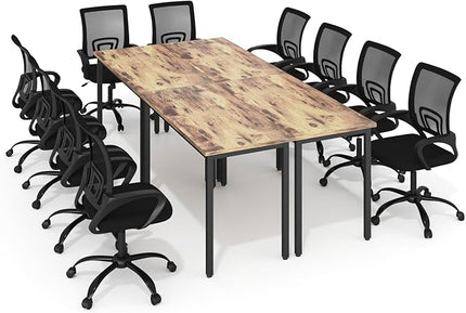 Bonzy Home 8ft Conference Tables Chair Set, 94.4"x47.2"x29.5" Table & 10pcs Chairs, Office Computer Desk and Chair Set for Meeting Room Study Printer Table for 10 People