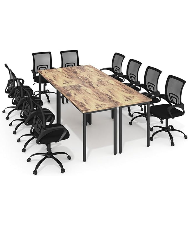 Bonzy Home 8ft Conference Tables Chair Set, 94.4"x47.2"x29.5" Table & 10pcs Chairs, Office Computer Desk and Chair Set for Meeting Room Study Printer Table for 10 People