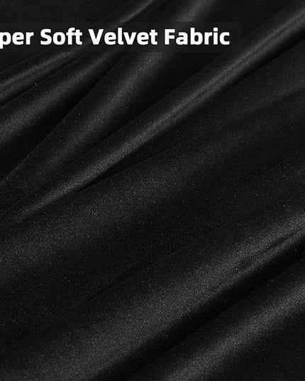 Joydeco Velvet Curtains 72 Inch 1 Panel, Long Luxury Black Blackout Thermal Insulated Rod Pocket Window Curtains, Super Soft Room Darkening Drapes for Living Room Bedroom, W100 x L72 Inch, Black