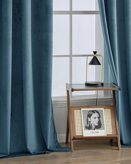 MIULEE Velvet Curtains - Dark Slate, Elegant Grommet, Thermal Insulated, Soundproof, Room Darkening Blue Black Out Curtains/Drapes for Classical Living Room, Bedroom Decor - 52 x 108 Inch, 2 Panels