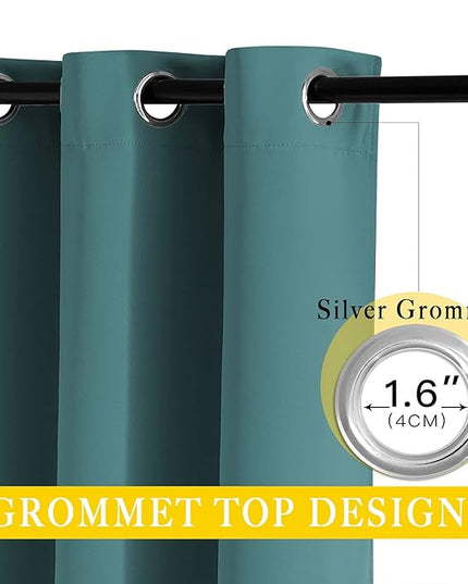 NICETOWN Blackout Room Darkening Window Curtain - Thermal Insulated Solid Grommet Blackout Curtain/Drape for Living Room (Sea Teal, Single Panel, 80 by 84-inch)