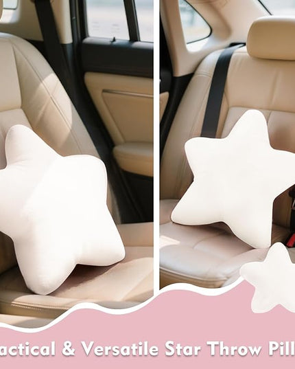 Small Star Throw Pillows for Bed, Decorative Throw Pillows for Couch Livingroom,15" White Pillows Aesthetic Cute Floor Pillow with Soft Plush for Sofa Bedroom Kids Xmas Gift (White)