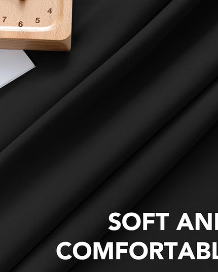 H.VERSAILTEX Blackout Curtains Thermal Insulated Window Treatment Panels Room Darkening Blackout Drapes for Living Room Back Tab/Rod Pocket Bedroom Draperies, 52 x 72 Inch, Jet Black, 2 Panels