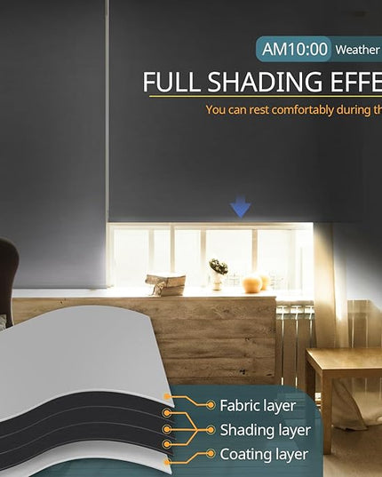 Motorized Blinds No Drill Automatic Blinds for Windows Cordless Roller Shades Electric Blinds with Remote Control Smart Blinds (White, 39.5 x 72)
