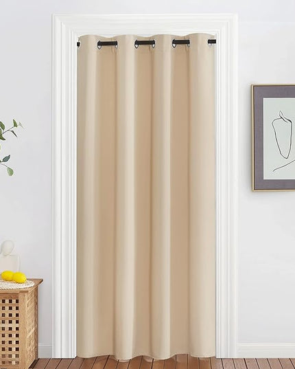 NICETOWN Doorway Curtain & Drape 78 inches Long - Grommet Thermal Insulated Privacy Blackout Window Treatment Soundproof for Bedroom/Living Room (Biscotti Beige, 1 Panel, W52 x L78)
