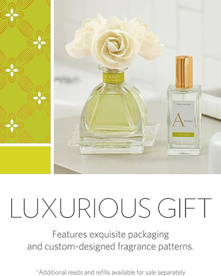 AGRARIA AirEssence Flower and Reed Diffuser Set, Handmade Sola Flower Botanical Home Fragrance Set, Scented Oil Reed Diffuser Gift for All Occasions