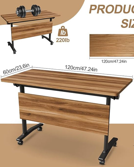 Conference Room Table with Flip-Top Design for Dynamic Meetings, Business Table Computer Desk with Heavy-Duty Frame,Foldable Seminar Meeting Tables for Home Office (2, C, 47.2IN)