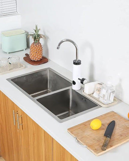 Silicone Kitchen Sink Organizer Tray for Multiple Usage,Eco-Friendly Sponges Holder for Kitchen Bathroom Counter or Sink,Dish Soap Dispenser,Scrubber,Bottle,Cup (Tapioca, 10"×5.3")