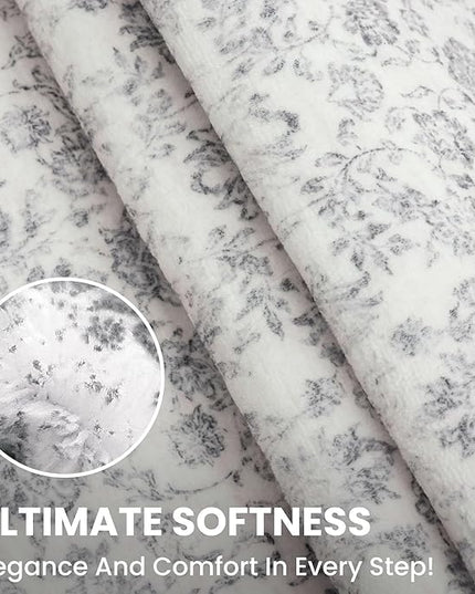 2x3 Washable Rug Soft Area Rug for Entryway, Grey Non-Slip Indoor Door Mat Distressed Floral Low-Pile Kitchen Rugs, Neutral Vintage Carpet for Entrance Kitchen Bedside Farmhouse