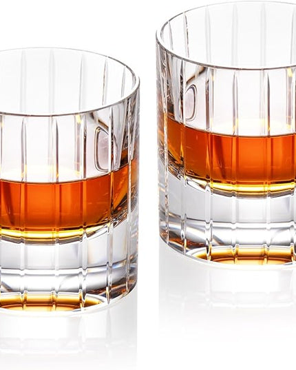 KAMMAK Crystal Whiskey Glasses Set of 2, Handcrafted 6.43oz Old Fashioned Glasses Stemless, Luxury Hand Blown Cocktail Glasses, Scotch Cup for Women, Men Gift for Bourbon Barware, Home Bar