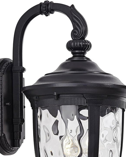 John Timberland Bellagio European Outdoor Wall Light Fixture Textured Black Metal 20 1/2" Hammered Glass Decor for Exterior House Porch Patio Outside Deck Garage Yard Front Door Garden Home