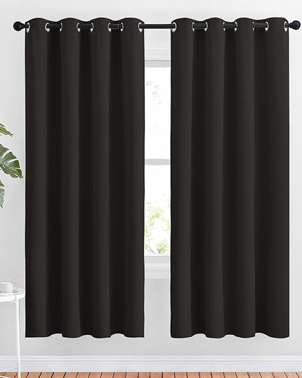 NICETOWN Blackout Curtain Panels 72 inches Length - Light Reducing Thermal Insulated Solid Grommet Room Darkening for Bedroom/Night Shift (Set of 2, 46 inches Wide, Toffee Brown)