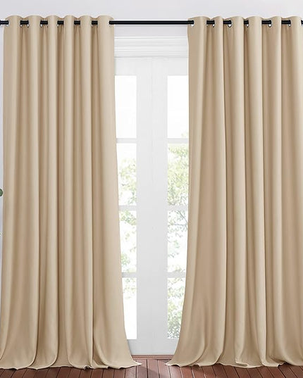 NICETOWN Room Darkening Grommet Curtain Panels - Living Room Curtains Thermal Insulated Window Treatments Privacy Draperies for Patio (W80 x L108, Biscotti Beige, 1 Pair)