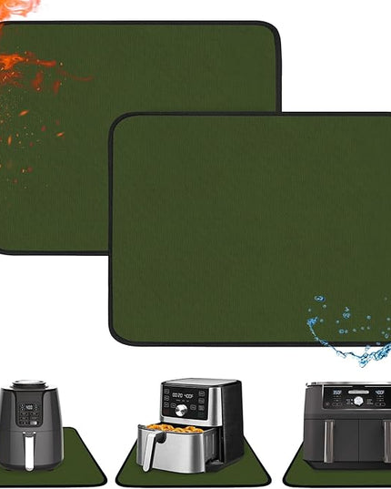 Heat Resistant Mats for Countertop - Fireproof 16x24 in Heat Resistant Mats for Air Fryer - Kitchen Countertop Protector Hot Pad for Air Fryer, Coffee Maker, Stand Mixer, Oven 2PCS - Green