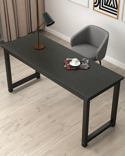 Tribesigns Modern Computer Desk, 63 inch Large Office Desk Computer Table Study Writing Desk Workstation for Home Office, Black Metal Frame