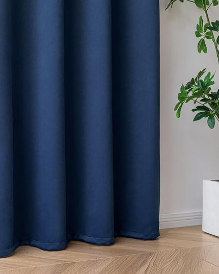 Navy Blue Blackout Curtains 84 Inch Length 2 Panels Set, Black Out Curtains for Bedroom 84 Inch Long, Grommet Energy Saving Room Darkening Drapes for Living Room Window(W35 x L84)