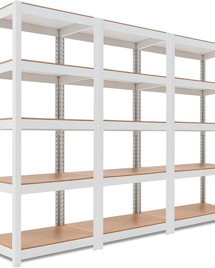 HOMEDANT House 5 Tier Laminated Metal Shelving Unit Adjustable Storage Utility Rack Heavy Duty Shelves Organization Multipurpose Shelf Kitchen Garage Pantry Closet (3, (S) 24.4" W, White)