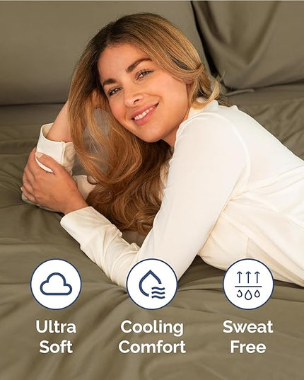 Full Size 4 Piece Sheet Set - Comfy Breathable & Cooling Bed Sheets Set - Hotel Luxury Bedding for Women, Men, Kids, Teens, Boys & Girls - Deep Pockets, Ultra-Soft and Wrinkle Free - Oeko-Tex - Khaki
