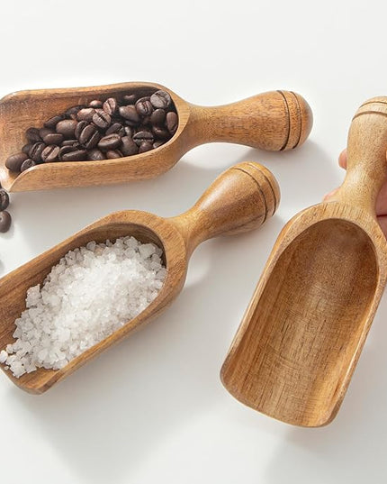 Big Coffee Scoops Shovel,Large Ground Coffee Scoop 3PCS Large Wooden Scoops for Jars 5.9″ Acacia Measuring Spoons for Coffee, Kitchen Scoop for Tea,Coffee, Powder, Bath Salts,Laundry -Multifunctional
