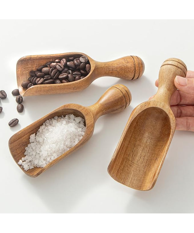 Big Coffee Scoops Shovel,Large Ground Coffee Scoop 3PCS Large Wooden Scoops for Jars 5.9″ Acacia Measuring Spoons for Coffee, Kitchen Scoop for Tea,Coffee, Powder, Bath Salts,Laundry -Multifunctional