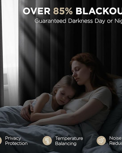 Joydeco Blackout Curtains for Bedroom 84 Inch - Black Out Curtains with Grommets Thermal Insulated Room Darkening Light Blocking, Noise Reducing & Wrinkle-Free Drapes for Living Room Windows, 2 Panels