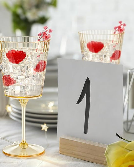 12 PCS Gold Ribbed Plastic Wine Glasses 13.5 OZ Ribbed Wine Glasses Detachable Wine Glass Elegant Fluted Glassware Vintage Style for Wedding Anniversary Birthday Dinner Parties
