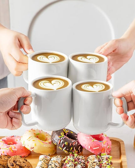 vancasso Porcelain Coffee Mugs Set, 12 oz Ceramic Coffee Cups for Latte Hot Tea Cappuccino Cocoa Milk Cups Set of 6, Dishwasher & Microwave Safe, White