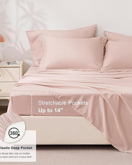 Love's cabin Twin Comforter Set Blush Pink, 5 Pieces Twin Bed in a Bag, All Season Bedding Sets with 1 Comforter, 1 Flat Sheet, 1 Fitted Sheet, 1 Pillowcase and 1 Pillow Sham