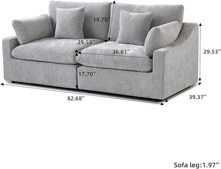 WJShome Cloud Couch Modular Sectional Sofa,82.68" Oversized LoveSofa, Down Filled Convertible Wide Seater for Living Room Set, Covers Washable&Replaceable,Grey