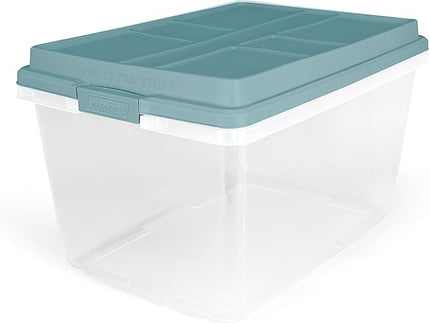 Hefty HI-RISE 72 Qt Large Plastic Storage Bins with Lids, 6 Pack Stackable Containers with Secure Latching Handles, Clear Storage Totes for Garage, Closet, Basement, Clothes and Household Organization