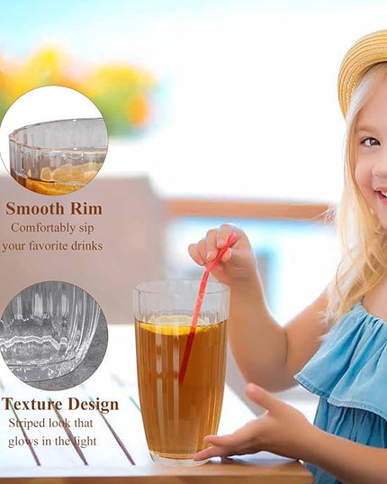 Acrylic Clear Highball Plastic Cups | Plastic Reusable Tumblers 20oz (Set of 6) | Stackable | BPA-free Tumblers | Shatterproof | Top-rack Dishwasher Safe