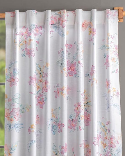 Maison d' Hermine Curtains for Living Room 100% Cotton 108 inch Length One Panel Light Filtering Curtains for Bedroom Windows with Rod and Loop Pockets Drapes (Paradise Island, 50" W x 108" L)