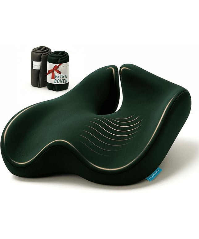 X Large Seat Cushions for Office Chairs, Car & Truck. Ergonomic Gaming Chair Seat Cushion and Sciatica Pain Relief Pillow for Back Pain. Orthopedic Coccyx Cushion for Tailbone Pain Relief (Green)