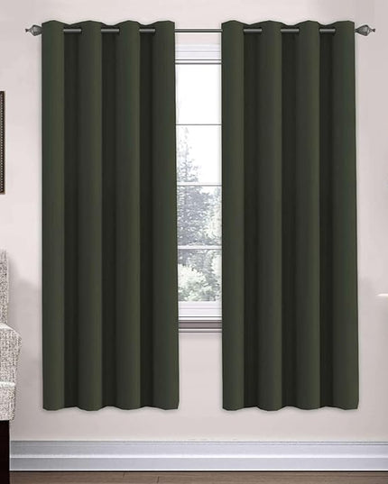 H.VERSAILTEX Ultra Soft Microfiber Thermal Insulated Antique Copper Grommet Blackout Curtains/Window Treatment Draperies 52 by 72 - Inch for Living Room/Bedroom, Set of 2 - Olive