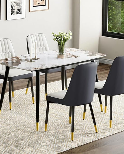 Small Dining Table Set for 4, 50'' Sintered Stone Table, Easy to Assemble, Suitable for Small Spaces