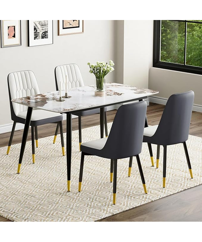 Small Dining Table Set for 4, 50'' Sintered Stone Table, Easy to Assemble, Suitable for Small Spaces