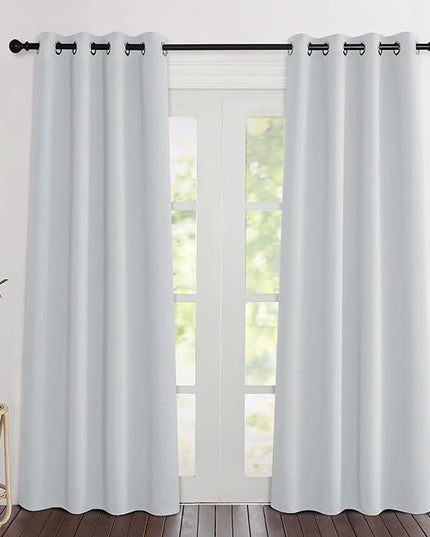 NICETOWN Greyish White Curtains 84 inch Length 2 Panels, Grommet Thermal Insulated Window Treatments Light & Sound Reducing Drapes for Living Room/Bedroom, W46 x L84