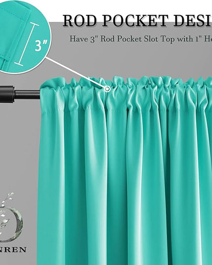 DONREN 84 Inch Turquoise Curtains Home Decoration Privacy Protection - Blackout Window Drape with Rod Pocket,Set of 2 Panels