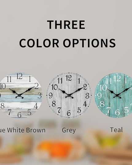 HYLANDA 14 Inch Teal Wall Clock - Silent, Non-Ticking, Battery Operated, Decorative, Unisex