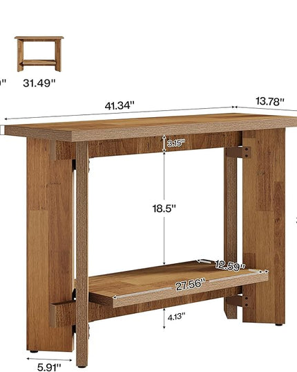 Tribesigns 41 Inches Rustic Sofa Console Table with Storage Shelf, 2-Tier Wooden Small Entryway Table Behind Couch for Living Room, Hallway, Entrance, Foyer