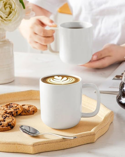 vancasso Porcelain Coffee Mugs Set, 12 oz Ceramic Coffee Cups for Latte Hot Tea Cappuccino Cocoa Milk Cups Set of 6, Dishwasher & Microwave Safe, White