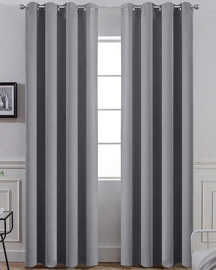 Yakamok 96 Inches Thermal Insulated Gray Blackout Curtains Room Darkening Window Drapes with 8 Grommets,52 Inch Width, Set of 2, 2 Tie Backs Included