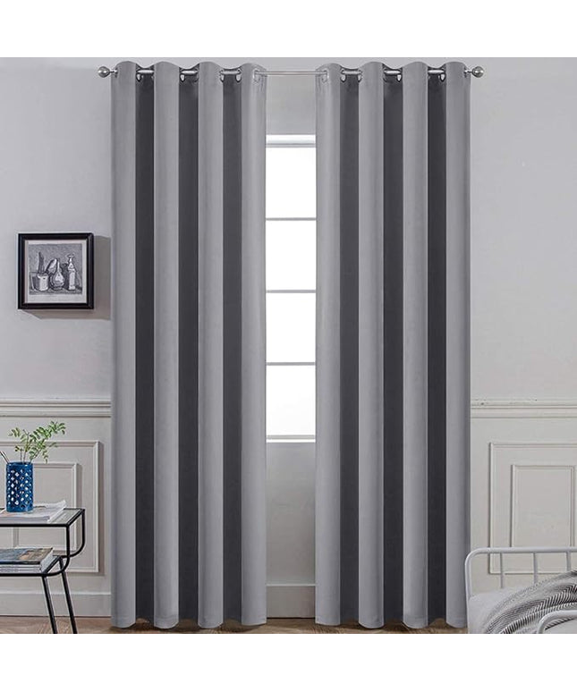 Yakamok 96 Inches Thermal Insulated Gray Blackout Curtains Room Darkening Window Drapes with 8 Grommets,52 Inch Width, Set of 2, 2 Tie Backs Included