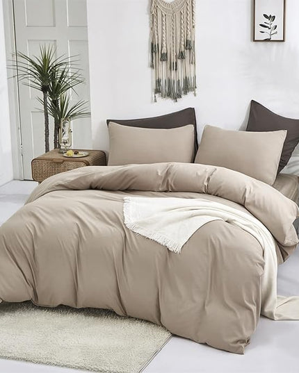 Luxlovery Khaki Comforter Set King Cream Coffee Bedding Comforter Dark Champagne Bedding Set Solid Cream Khaki Blanket Quilts Ultra Soft Taupe Color Comforter for Women Men
