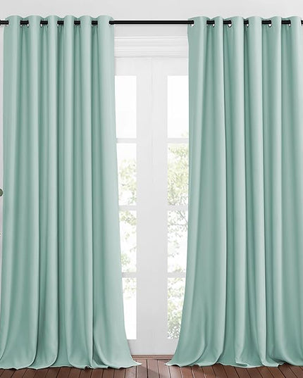 NICETOWN Blackout Curtains and Drapes for Window 95" L - Triple Weave Energy Saving Thermal Insulated Solid Grommet Blackout Panels for Patio (80" Wide per Panel, 2 Panels, Aqua Blue)