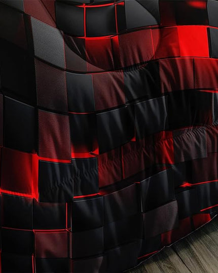 Geometric Red Black Comforter Set,Light Honeycomb 3 Piece Bedding Set Twin for Teen Boys,Modern Bedding Quilt Set Geometry Decor,Microfiber Lightweight 1 Comforter 2 Pillowcases All Season